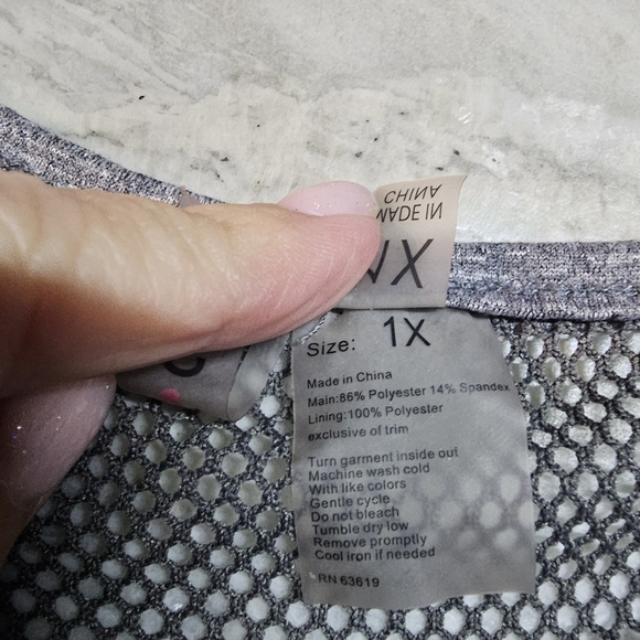 Sweet Choice Women’s Plus 1X Gray Mesh Back Activewear Tee Shirt Workout Top - Picture 5 of 9